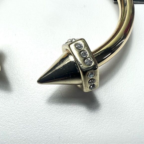 Anthropologie Lydell New York Goldtone Spike & Crystal bangle hinge bracelet NWT - Picture 2 of 4